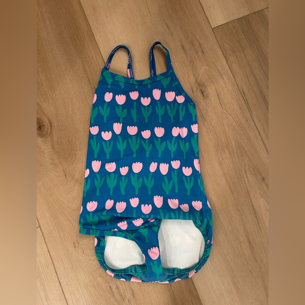 Hanna Andersson Blue and Pink Floral Swimsuit